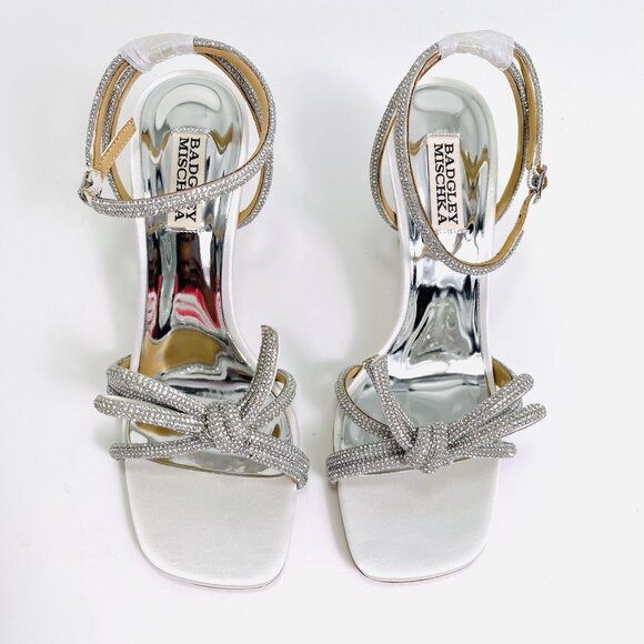 Badgley Mischka Women’s Effie Strappy Bow Heels White/Clear Size 7.5 - Picture 2 of 12
